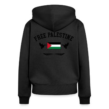 Free Palestine Liberté Palestine Palestine Libre - Sweat à capuche zippé Premium bio Femme - noir - Dos - Julia (174cm)