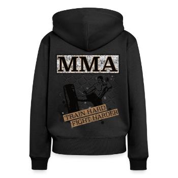 MMA Fighter, élite des arts martiaux. - Sweat à capuche zippé Premium bio Femme - noir - Dos - Julia (174cm)