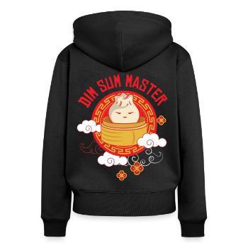 Dim Sum Maître - Sweat à capuche zippé Premium bio Femme - noir - Dos - Julia (174cm)