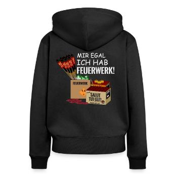 Pyro Ich hab Silvester Feuerwerk - Frauen Premium Bio Zip Hoodie - Schwarz - Hinten - Julia (174cm)