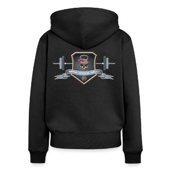 Logo Braves Strong Girly - Frauen Premium Bio Zip Hoodie - Schwarz - Hinten - Julia (174cm)