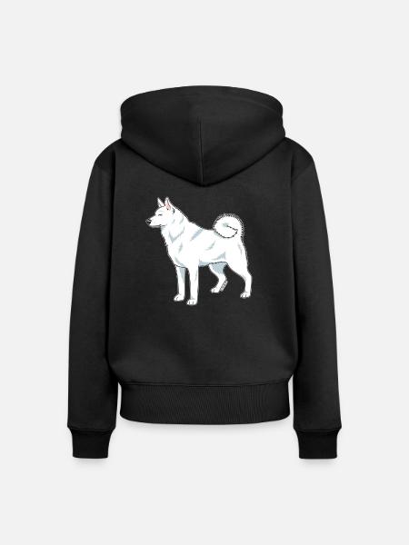 Weißes schwedisches Rotwild - Frauen Premium Bio Zip Hoodie - Schwarz