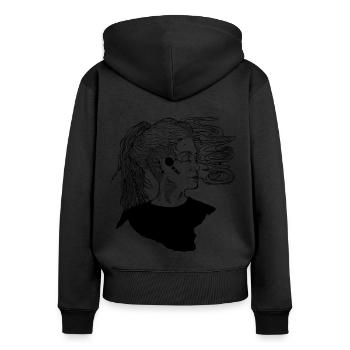 ### - Sweat à capuche zippé Premium bio Femme - noir - Dos - Julia (174cm)