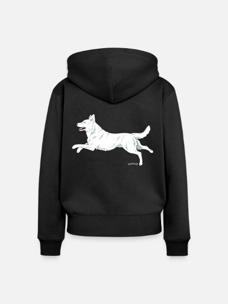 whitesheponly - Frauen Premium Bio Zip Hoodie - Schwarz