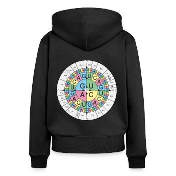 Biochemistry RNA Codon Code Sun Grunge Look - Women's Premium Organic Zip Hoodie - black - Back - Julia (174cm)
