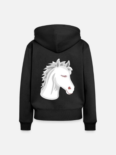 Pferdekopf - Frauen Premium Bio Zip Hoodie - Schwarz