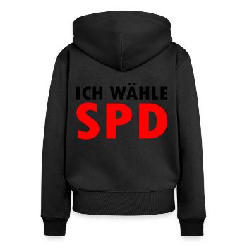 Spd - Frauen Premium Bio Zip Hoodie - Schwarz - Hinten - Julia (174cm)