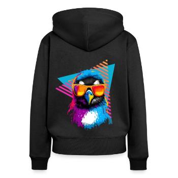Penguin with sunglasses 80s style - Women's Premium Organic Zip Hoodie - black - Back - Julia (174cm)