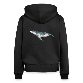 Wal Aquarell - Frauen Premium Bio Zip Hoodie - Schwarz - Hinten - Julia (174cm)