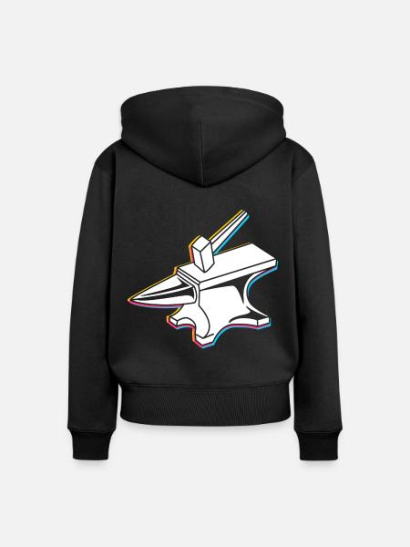 Amboss Schmiedekunst - Frauen Premium Bio Zip Hoodie - Schwarz