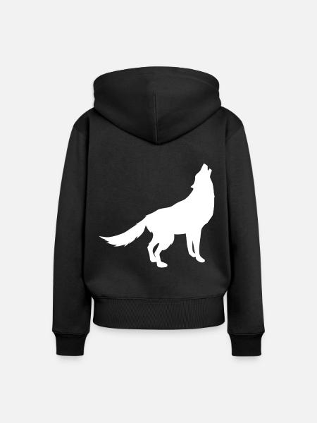 Wolf - Frauen Premium Bio Zip Hoodie - Schwarz