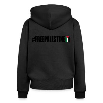 Free palestine - Frauen Premium Bio Zip Hoodie - Schwarz - Hinten - Julia (174cm)