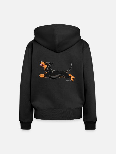 Dackel glatt 3 - Frauen Premium Bio Zip Hoodie - Schwarz
