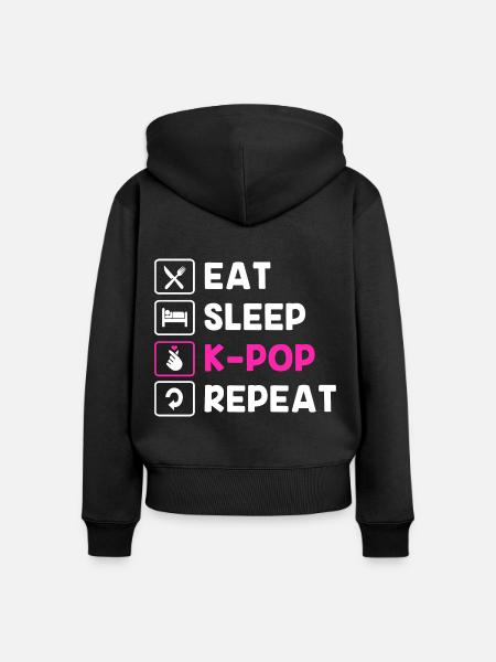 K-Pop - Frauen Premium Bio Zip Hoodie - Schwarz