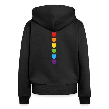 Pride rainbow hearts - Women's Premium Organic Zip Hoodie - black - Back - Julia (174cm)