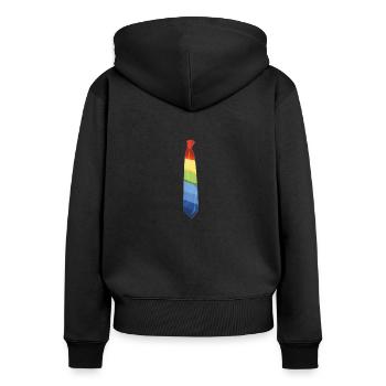 Krawatte Regenbogen LGBT - Frauen Premium Bio Zip Hoodie - Schwarz - Hinten - Julia (174cm)