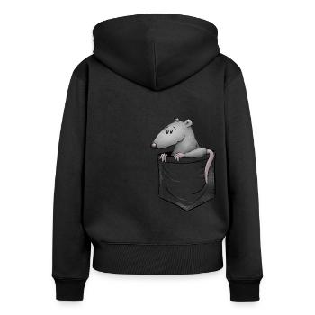 Petit rat dans la poche Rongeur sur le chemin - Sweat à capuche zippé Premium bio Femme - noir - Dos - Julia (174cm)