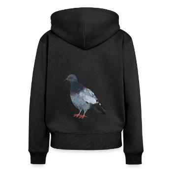 Taube - Frauen Premium Bio Zip Hoodie - Schwarz - Hinten - Julia (174cm)