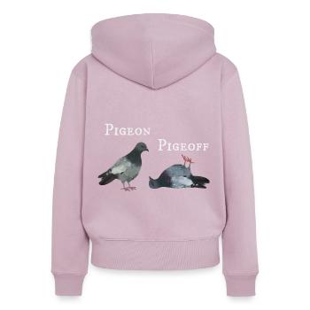 Taube an und aus - Frauen Premium Bio Zip Hoodie - Altrosa - Hinten - Julia (174cm)