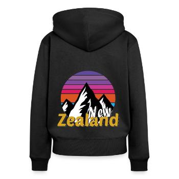 Nouvelle-Zélande - Sweat à capuche zippé Premium bio Femme - noir - Dos - Julia (174cm)