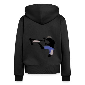 Freestyle Roller - Frauen Premium Bio Zip Hoodie - Schwarz - Hinten - Julia (174cm)