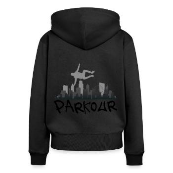 Parkour Freerunning Gift Hobby - Women's Premium Organic Zip Hoodie - black - Back - Julia (174cm)