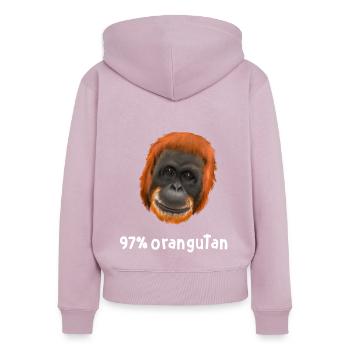 Monkey Ape Orangutan - 97 percent orangutan - Women's Premium Organic Zip Hoodie - dusky pink - Back - Julia (174cm)
