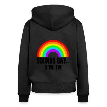 sounds gay im in schwul - Frauen Premium Bio Zip Hoodie - Schwarz - Hinten - Julia (174cm)