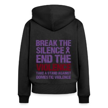 Domestic Violence Awareness Purple Ribbon - Women's Premium Organic Zip Hoodie - black - Back - Julia (174cm)