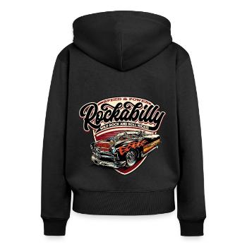 Rockabilly Hotrod Speed Flames - neg - Women's Premium Organic Zip Hoodie - black - Back - Julia (174cm)