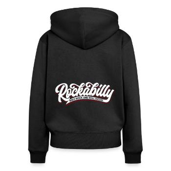 Rockabilly Wild Rock n Roll - Typo - neg - Sweat à capuche zippé Premium bio Femme - noir - Dos - Julia (174cm)