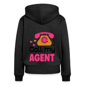 Call my agent - Frauen Premium Bio Zip Hoodie - Schwarz - Hinten - Julia (174cm)