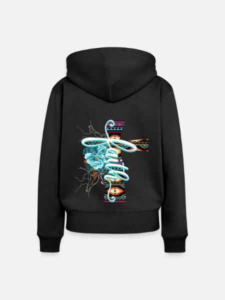 Glaube - Frauen Premium Bio Zip Hoodie - Schwarz