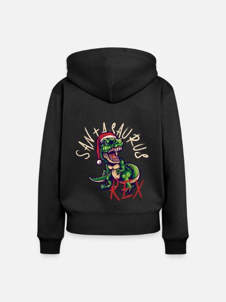 Santasaurus - Frauen Premium Bio Zip Hoodie - Schwarz
