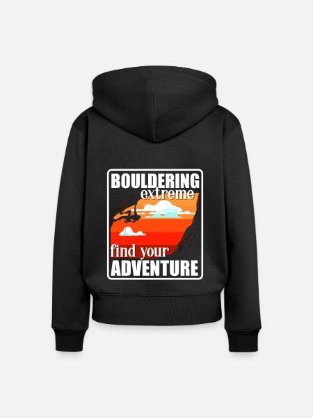 Bouldern Felsklettern Boulderer Sport - Frauen Premium Bio Zip Hoodie - Schwarz