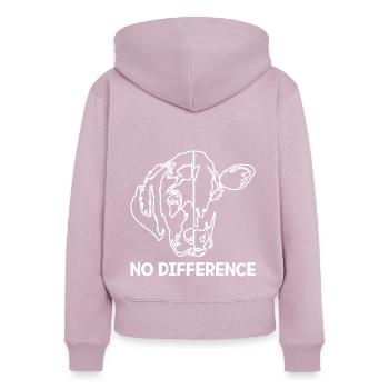 Go Vegan - Fier Végétalien - 10 - neg - Sweat à capuche zippé Premium bio Femme - rose poudré - Dos - Julia (174cm)