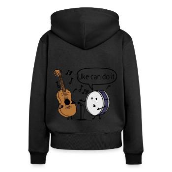 Uke peut le faire - Sweat à capuche zippé Premium bio Femme - noir - Dos - Julia (174cm)