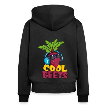 Kühle Rüben - Frauen Premium Bio Zip Hoodie - Schwarz - Hinten - Julia (174cm)