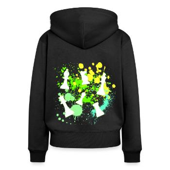 Schach Figuren - Frauen Premium Bio Zip Hoodie - Schwarz - Hinten - Julia (174cm)