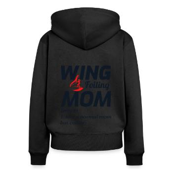 Wing Foiling Hydroptère Surf Maman Sports Nautiques - Sweat à capuche zippé Premium bio Femme - noir - Dos - Julia (174cm)
