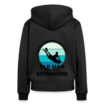Bodyboarding Bodyboarder Papa Opa Vatertag - Frauen Premium Bio Zip Hoodie - Schwarz - Hinten - Julia (174cm)