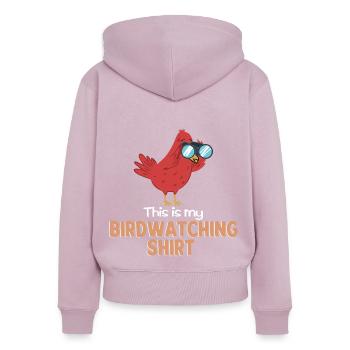 Vogel beobachtung - Frauen Premium Bio Zip Hoodie - Altrosa - Hinten - Julia (174cm)