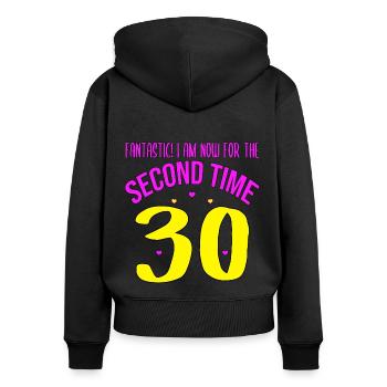 Birthday 60 years of funny sayings Gift - Women's Premium Organic Zip Hoodie - black - Back - Julia (174cm)