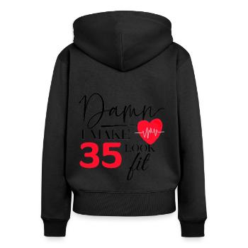 35 Geburtstag - Lustiger Fitness Geburtstag Spruch - Frauen Premium Bio Zip Hoodie - Schwarz - Hinten - Julia (174cm)