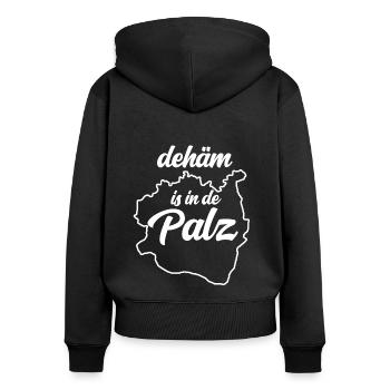 zuhause ist in der Pfalz Geschenk Palz Pfälzer - Frauen Premium Bio Zip Hoodie - Schwarz - Hinten - Julia (174cm)