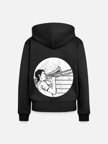 Posaune - Frauen Premium Bio Zip Hoodie - Schwarz