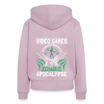 Zombie Apocalypse Undead Idée cadeau - Sweat à capuche zippé Premium bio Femme - rose poudré - Dos - Julia (174cm)