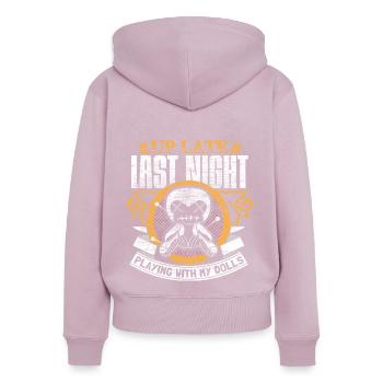 Voodoo Ghost Creepy - Sweat à capuche zippé Premium bio Femme - rose poudré - Dos - Julia (174cm)