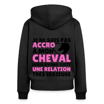 t shirt équitation humour cheval cadeau femme - Sweat à capuche zippé Premium bio Femme - noir - Dos - Julia (174cm)
