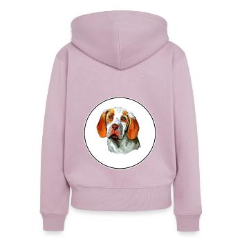 Ariege Pointer Hund Aquarell Kunst Illustration - Frauen Premium Bio Zip Hoodie - Altrosa - Hinten - Julia (174cm)
